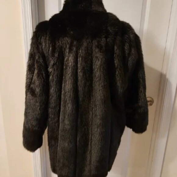 American Signature vintage black faux fur coat size 14 - Picture 2 of 8